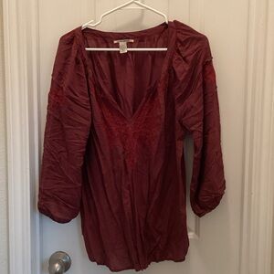 Lucky Brand Burgundy Blouse